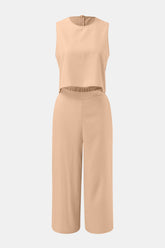 Round Neck Top and Wide Leg Pants Set OutfitFlow